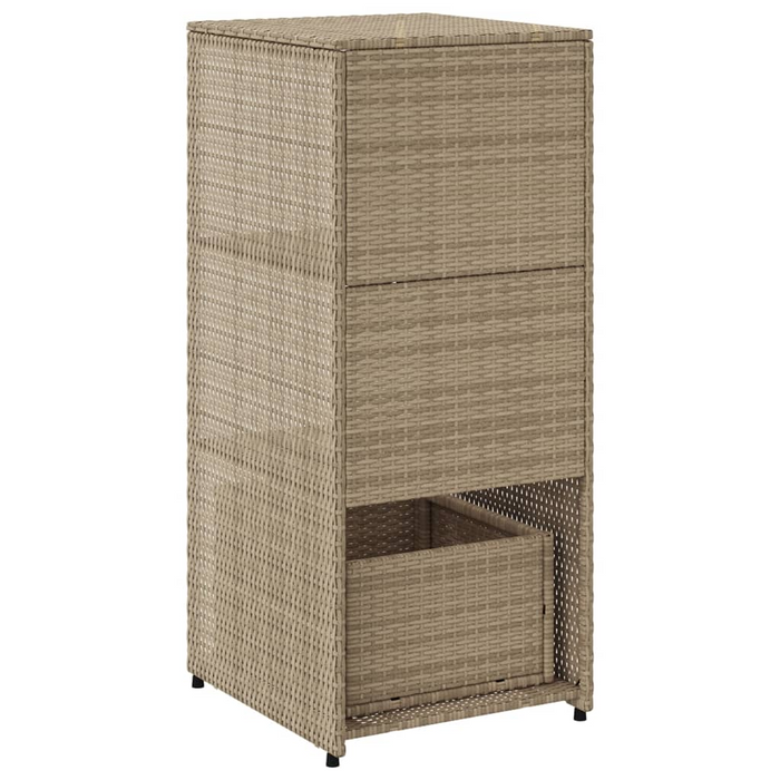 vidaXL Beige Patio Storage Cabinet – 19.7"x21.7"x45.3" Poly Rattan Outdoor Organizer