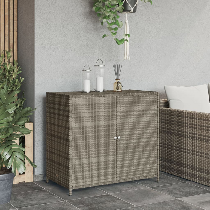 vidaXL Patio Storage Cabinet Gray 32.7"x17.7"x29.9" Poly Rattan – Durable Outdoor Storage Solution