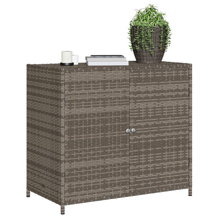 vidaXL Patio Storage Cabinet Gray 32.7"x17.7"x29.9" Poly Rattan – Durable Outdoor Storage Solution