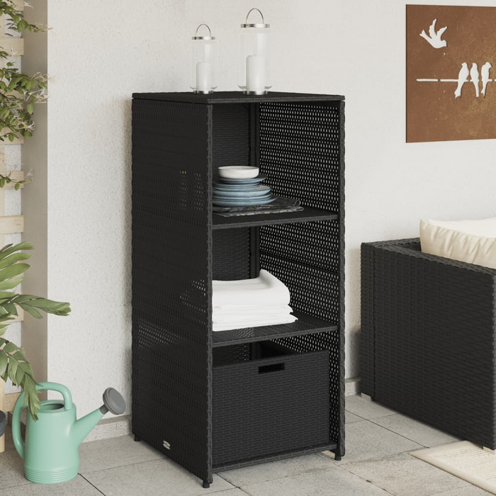 vidaXL Patio Storage Cabinet Black 19.7"x21.7"x45.3" Poly Rattan - Outdoor Furniture Organizer