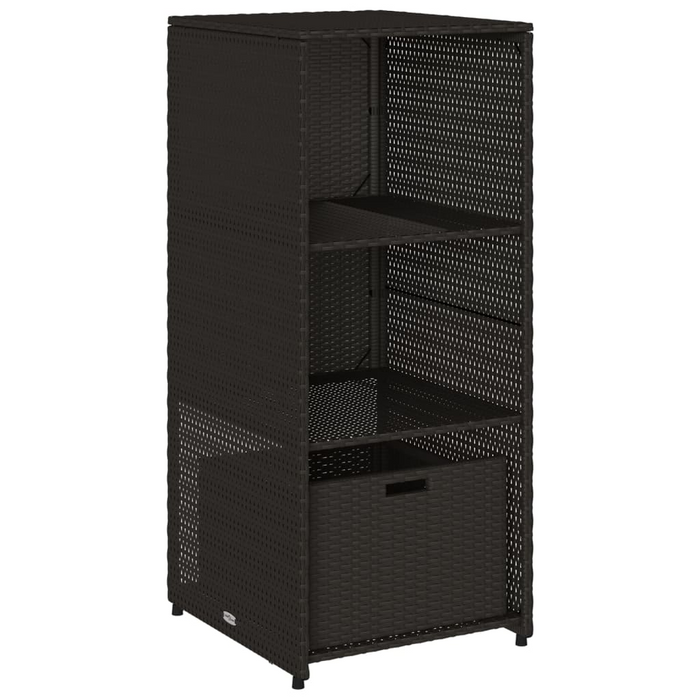 vidaXL Patio Storage Cabinet Black 19.7"x21.7"x45.3" Poly Rattan - Outdoor Furniture Organizer