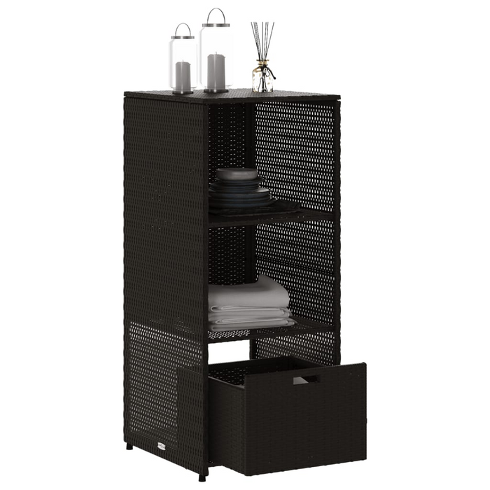 vidaXL Patio Storage Cabinet Black 19.7"x21.7"x45.3" Poly Rattan - Outdoor Furniture Organizer