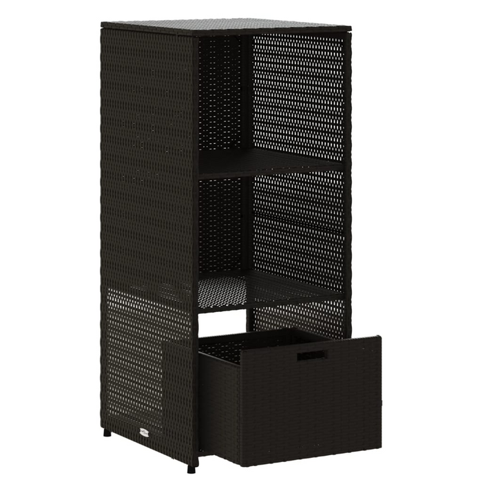 vidaXL Patio Storage Cabinet Black 19.7"x21.7"x45.3" Poly Rattan - Outdoor Furniture Organizer