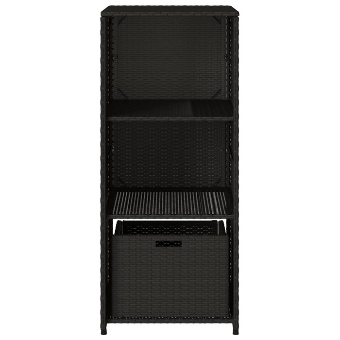 vidaXL Patio Storage Cabinet Black 19.7"x21.7"x45.3" Poly Rattan - Outdoor Furniture Organizer