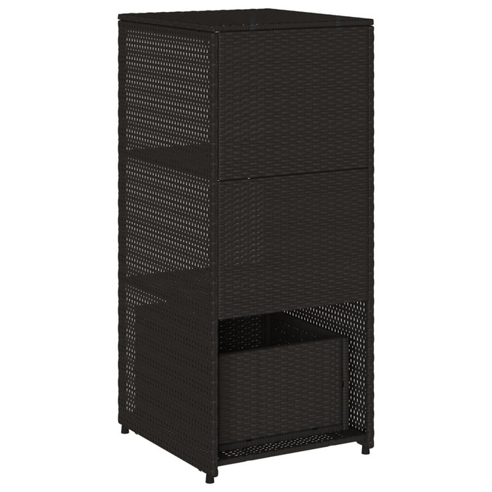 vidaXL Patio Storage Cabinet Black 19.7"x21.7"x45.3" Poly Rattan - Outdoor Furniture Organizer