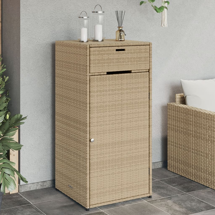 vidaXL Patio Storage Cabinet Beige 21.7"x21.7"x43.7" Poly Rattan - Outdoor Furniture Storage | vidaXL.com