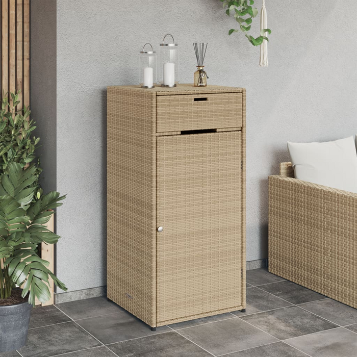 vidaXL Patio Storage Cabinet Beige 21.7"x21.7"x43.7" Poly Rattan - Outdoor Furniture Storage | vidaXL.com