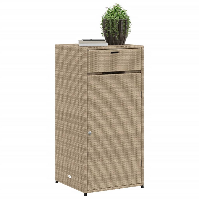 vidaXL Patio Storage Cabinet Beige 21.7"x21.7"x43.7" Poly Rattan - Outdoor Furniture Storage | vidaXL.com