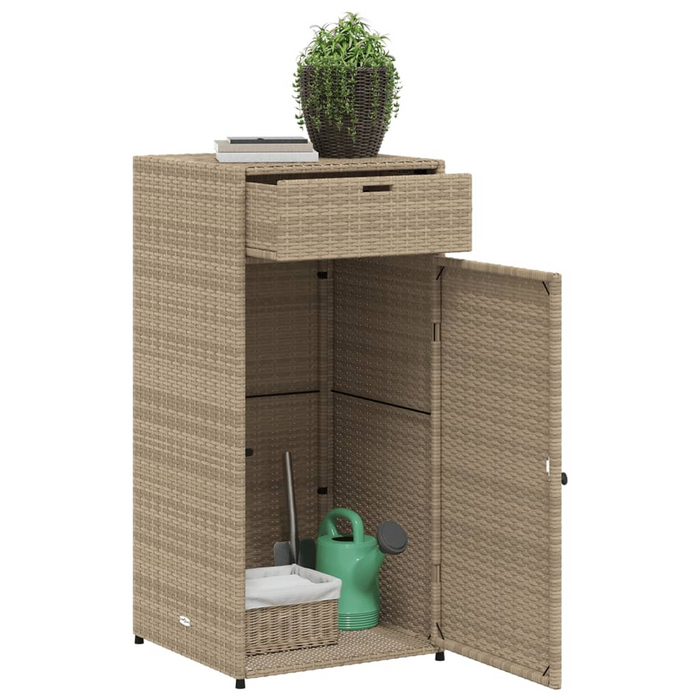 vidaXL Patio Storage Cabinet Beige 21.7"x21.7"x43.7" Poly Rattan - Outdoor Furniture Storage | vidaXL.com