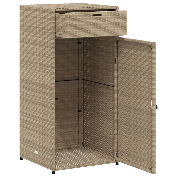 vidaXL Patio Storage Cabinet Beige 21.7"x21.7"x43.7" Poly Rattan - Outdoor Furniture Storage | vidaXL.com