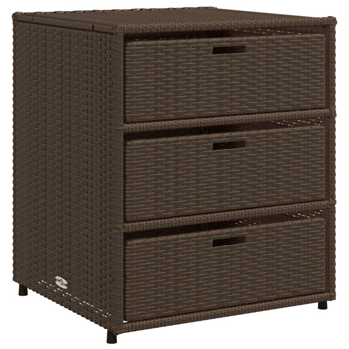 vidaXL Patio Storage Cabinet Brown 21.7"x23.2"x27.2" Poly Rattan - Durable Outdoor Storage Solution