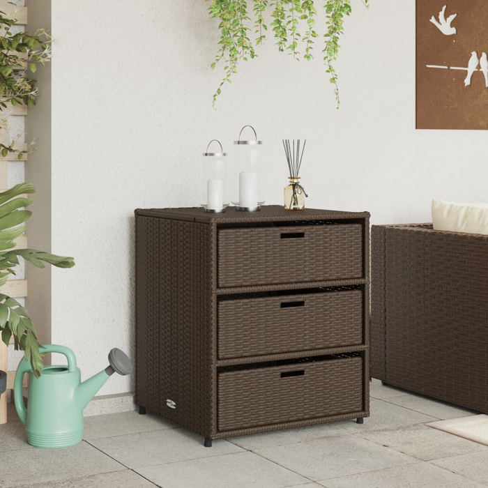 vidaXL Patio Storage Cabinet Brown 21.7"x23.2"x27.2" Poly Rattan - Durable Outdoor Storage Solution