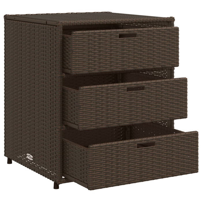 vidaXL Patio Storage Cabinet Brown 21.7"x23.2"x27.2" Poly Rattan - Durable Outdoor Storage Solution