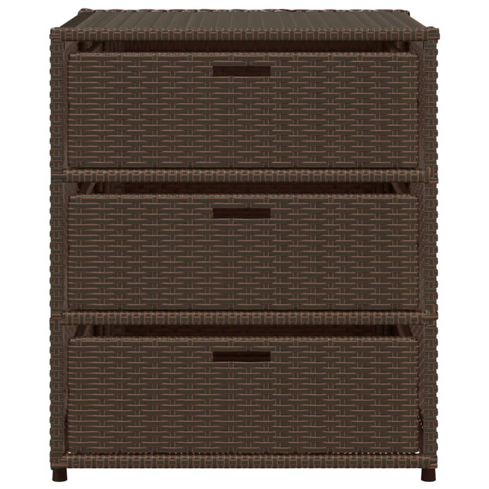 vidaXL Patio Storage Cabinet Brown 21.7"x23.2"x27.2" Poly Rattan - Durable Outdoor Storage Solution