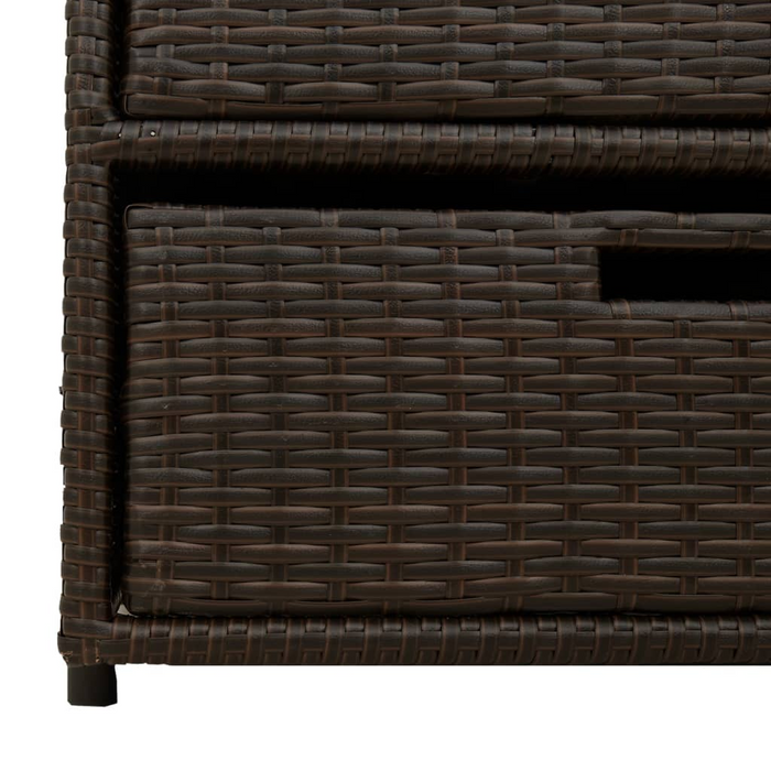 vidaXL Patio Storage Cabinet Brown 21.7"x23.2"x27.2" Poly Rattan - Durable Outdoor Storage Solution