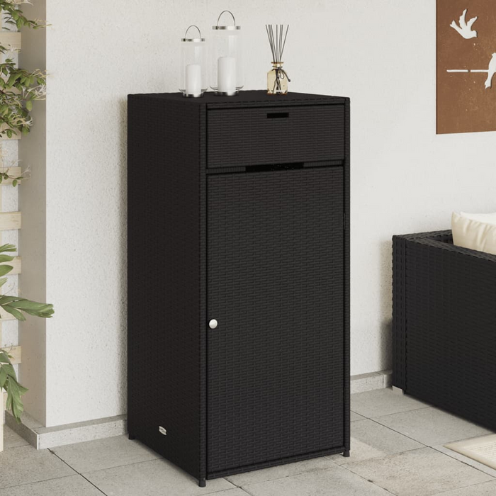 vidaXL Patio Storage Cabinet Black 21.7"x21.7"x43.7" Poly Rattan - Outdoor Furniture Storage