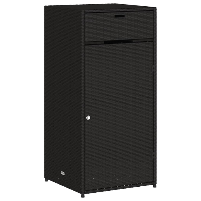 vidaXL Patio Storage Cabinet Black 21.7"x21.7"x43.7" Poly Rattan - Outdoor Furniture Storage