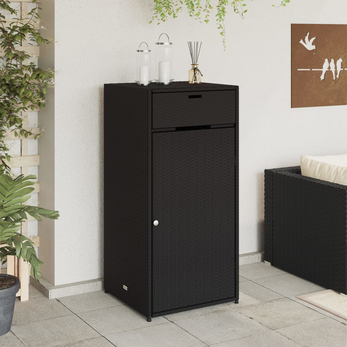 vidaXL Patio Storage Cabinet Black 21.7"x21.7"x43.7" Poly Rattan - Outdoor Furniture Storage