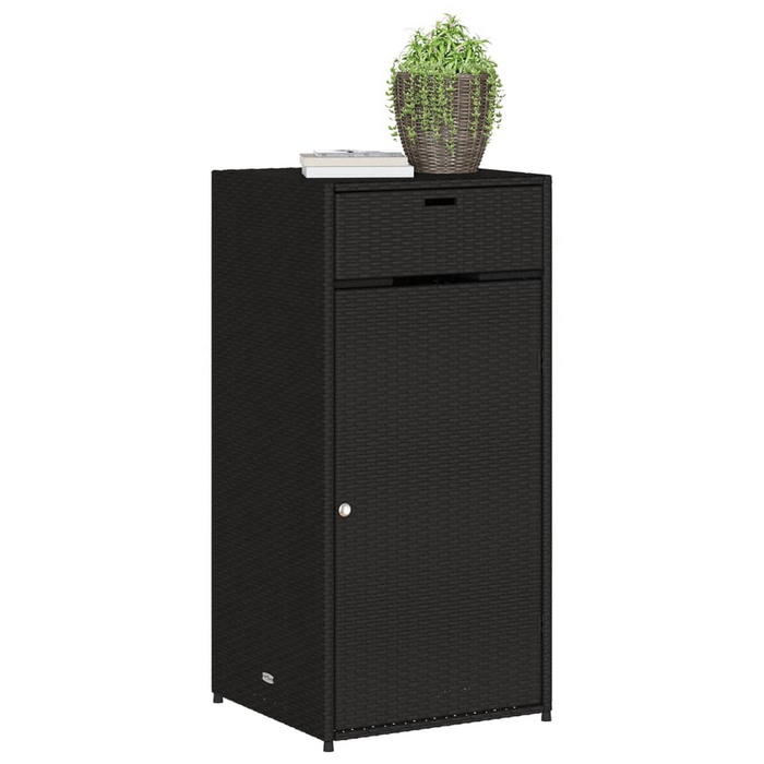 vidaXL Patio Storage Cabinet Black 21.7"x21.7"x43.7" Poly Rattan - Outdoor Furniture Storage