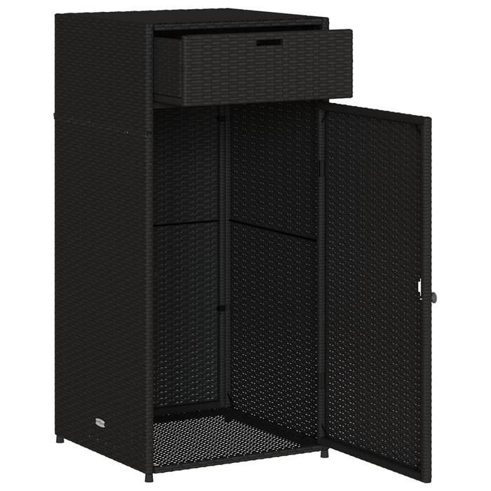 vidaXL Patio Storage Cabinet Black 21.7"x21.7"x43.7" Poly Rattan - Outdoor Furniture Storage