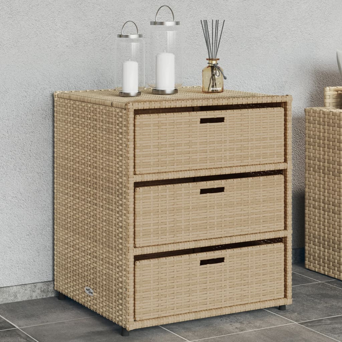 vidaXL Outdoor Patio Storage Cabinet Beige | Poly Rattan | 21.7"x23.2"x27.2"