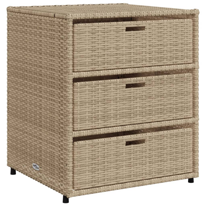 vidaXL Outdoor Patio Storage Cabinet Beige | Poly Rattan | 21.7"x23.2"x27.2"