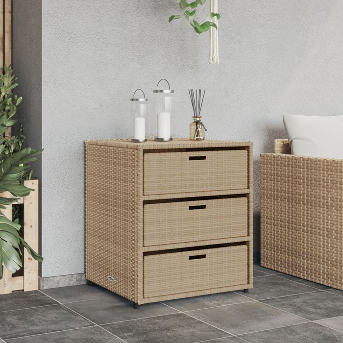 vidaXL Outdoor Patio Storage Cabinet Beige | Poly Rattan | 21.7"x23.2"x27.2"