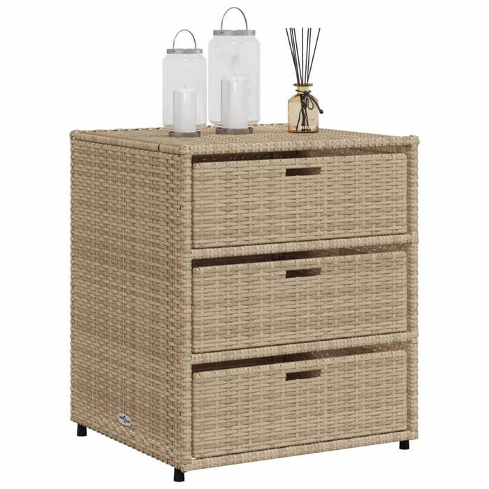 vidaXL Outdoor Patio Storage Cabinet Beige | Poly Rattan | 21.7"x23.2"x27.2"