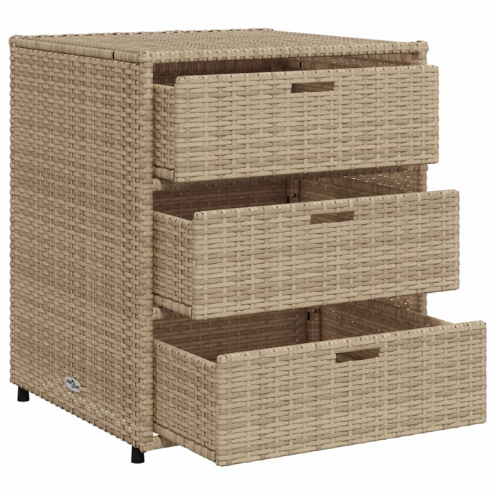 vidaXL Outdoor Patio Storage Cabinet Beige | Poly Rattan | 21.7"x23.2"x27.2"