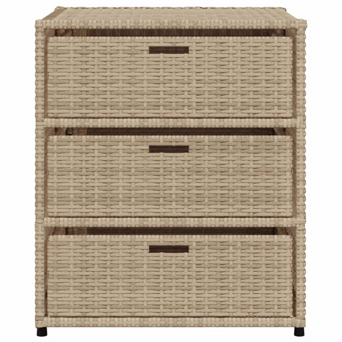 vidaXL Outdoor Patio Storage Cabinet Beige | Poly Rattan | 21.7"x23.2"x27.2"