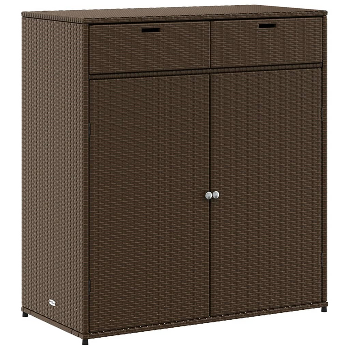 vidaXL Brown Poly Rattan Patio Storage Cabinet - 41.3"x21.7"x44.5" | Durable Outdoor Organizer