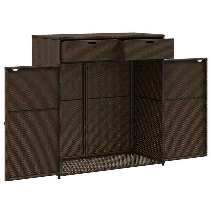 vidaXL Brown Poly Rattan Patio Storage Cabinet - 41.3"x21.7"x44.5" | Durable Outdoor Organizer