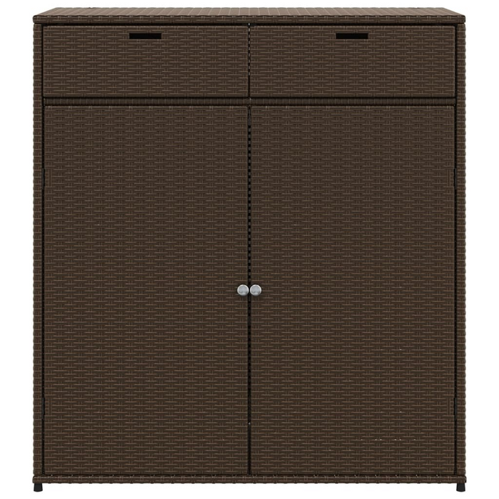 vidaXL Brown Poly Rattan Patio Storage Cabinet - 41.3"x21.7"x44.5" | Durable Outdoor Organizer