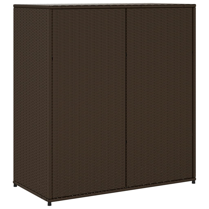 vidaXL Brown Poly Rattan Patio Storage Cabinet - 41.3"x21.7"x44.5" | Durable Outdoor Organizer