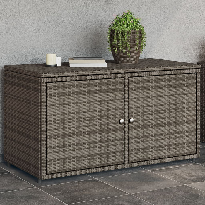 vidaXL Gray Poly Rattan Patio Storage Cabinet 43.3"x21.7"x23.8" – Durable & Weather-Resistant Outdoor Solution