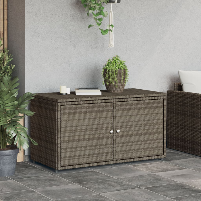 vidaXL Gray Poly Rattan Patio Storage Cabinet 43.3"x21.7"x23.8" – Durable & Weather-Resistant Outdoor Solution