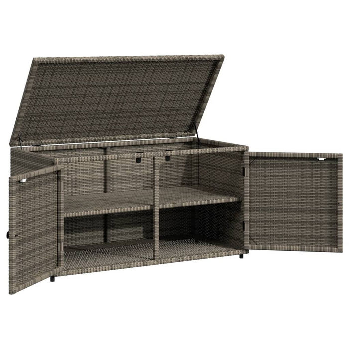 vidaXL Gray Poly Rattan Patio Storage Cabinet 43.3"x21.7"x23.8" – Durable & Weather-Resistant Outdoor Solution