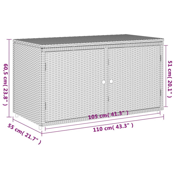 vidaXL Gray Poly Rattan Patio Storage Cabinet 43.3"x21.7"x23.8" – Durable & Weather-Resistant Outdoor Solution