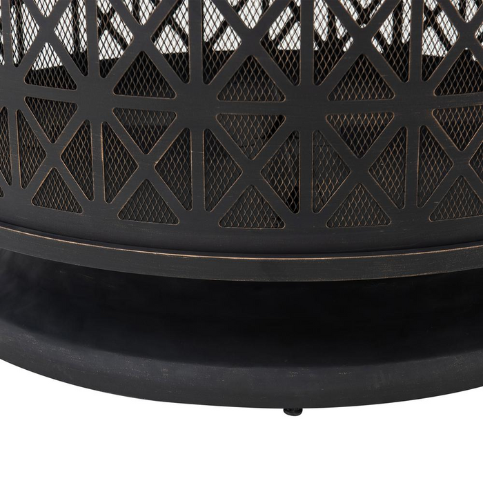 Sunjoy Outdoor Steel Fire Pit with Decorative Mesh Screen