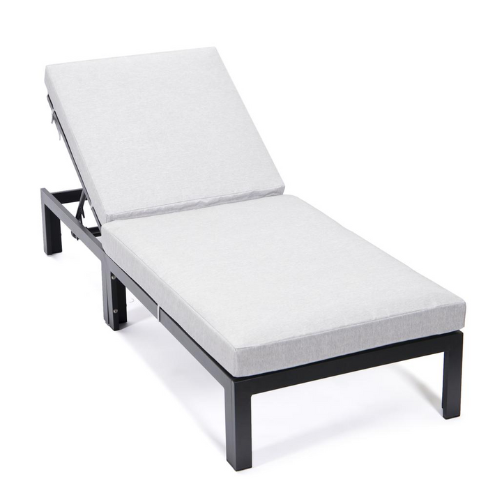 Chelsea Modern Outdoor Chaise Lounge Chair With Cushions, Grey