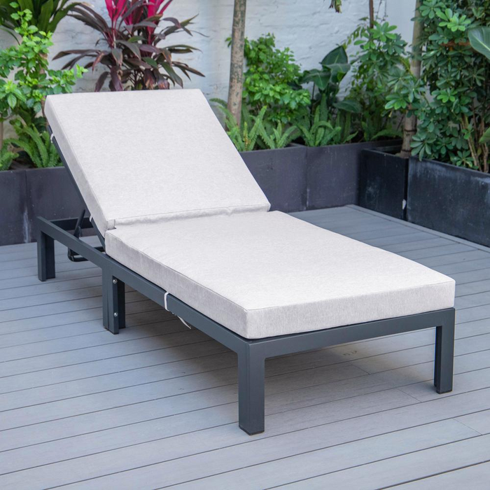 Chelsea Modern Outdoor Chaise Lounge Chair With Cushions, Grey