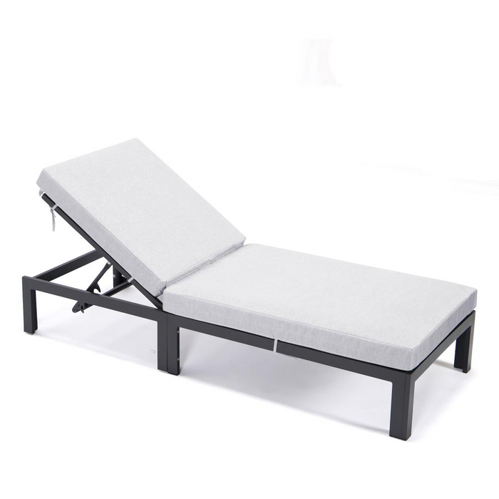 Chelsea Modern Outdoor Chaise Lounge Chair With Cushions, Grey