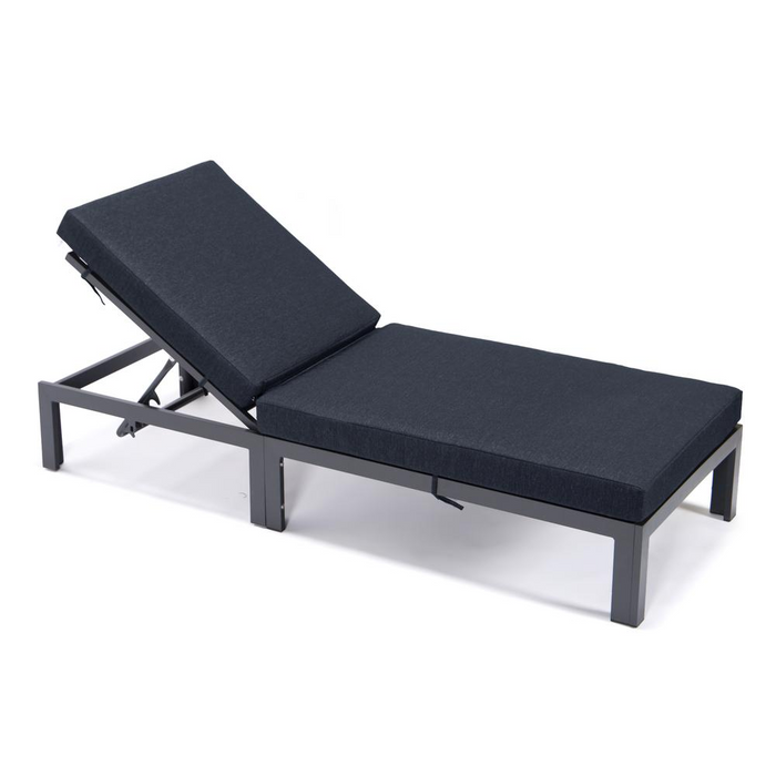 Chelsea Modern Outdoor Chaise Lounge Chair With Cushions, Black