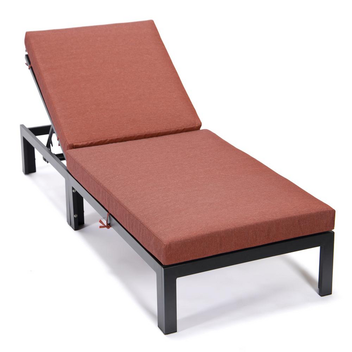 Chelsea Modern Outdoor Chaise Lounge Chair With Cushions, Burnt Orange