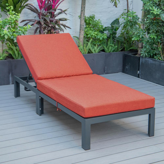 Chelsea Modern Outdoor Chaise Lounge Chair With Cushions, Burnt Orange