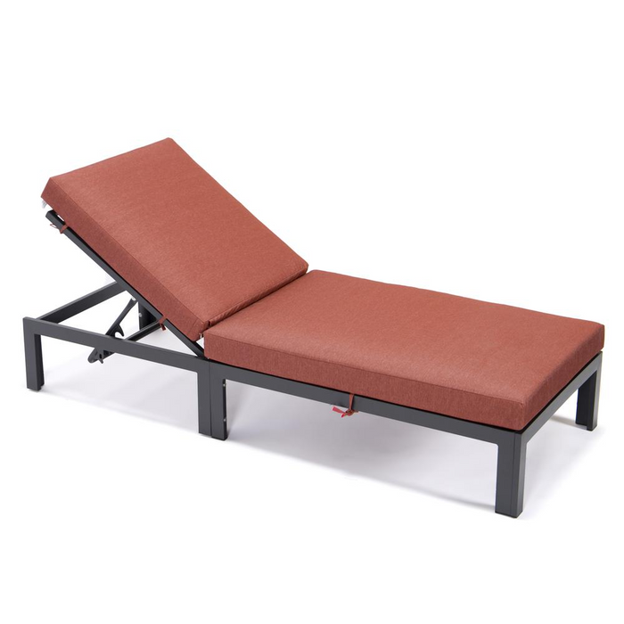 Chelsea Modern Outdoor Chaise Lounge Chair With Cushions, Burnt Orange