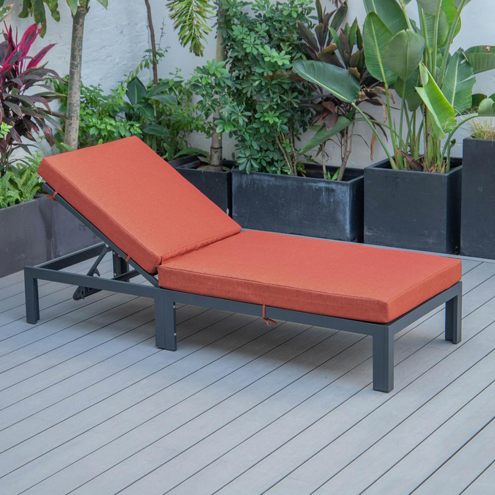 Chelsea Modern Outdoor Chaise Lounge Chair With Cushions, Burnt Orange