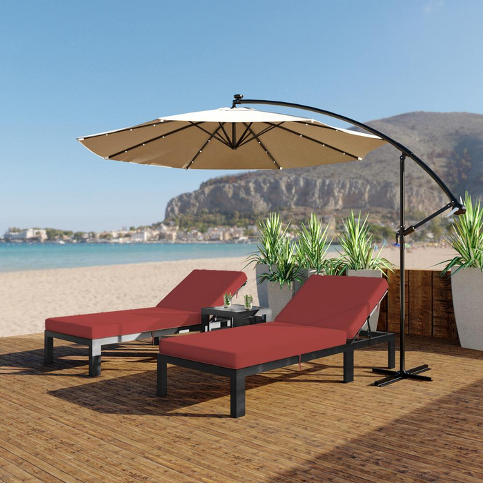 Elegant Chelsea Modern Outdoor Chaise Lounge Chair with Side Table & Cushions