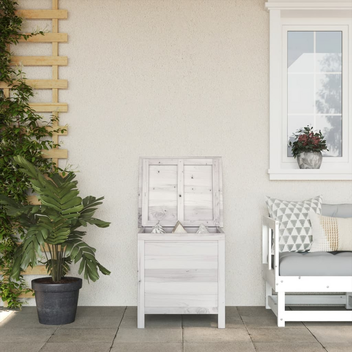 vidaXL Solid Wood Fir Patio Storage Box - White, 19.7"x19.3"x22.2" - Durable Outdoor Storage Solution