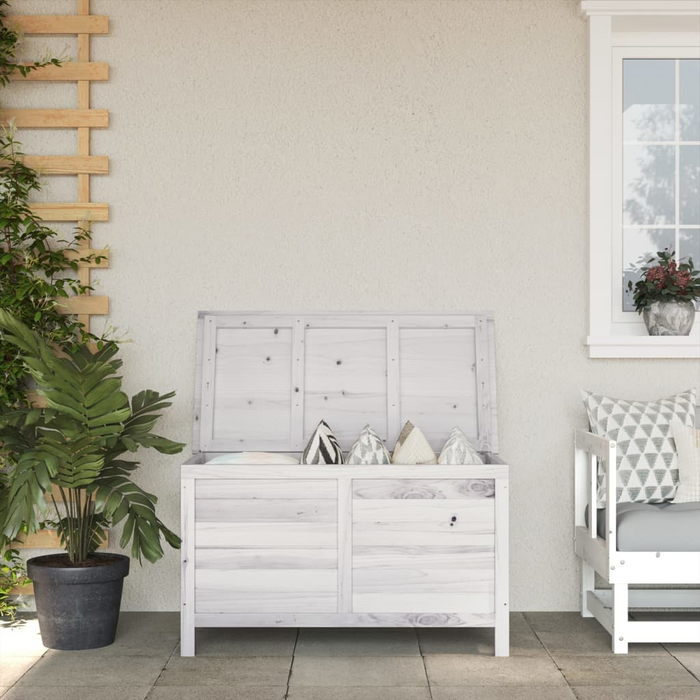 vidaXL White Patio Storage Box 39"x19.5"x23" - Solid Fir Wood for Garden & Outdoor